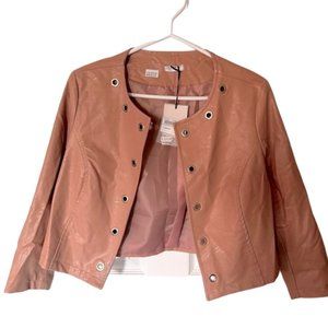 BNWT! Faux Leather Cropped Jacket - Light Pink/Natural Size S